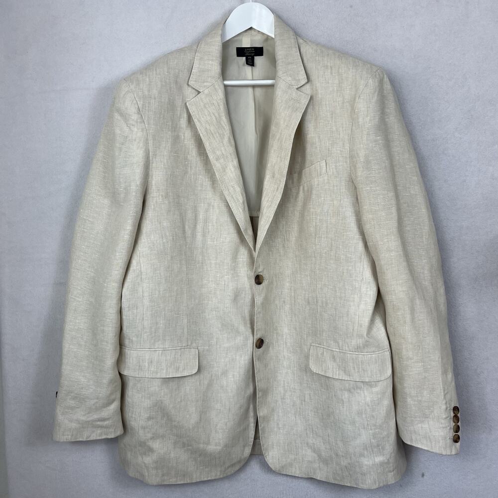 Club Room Luxury Men's Linen Blazer Size 2XL Beige 2-Button Coastal Wedding